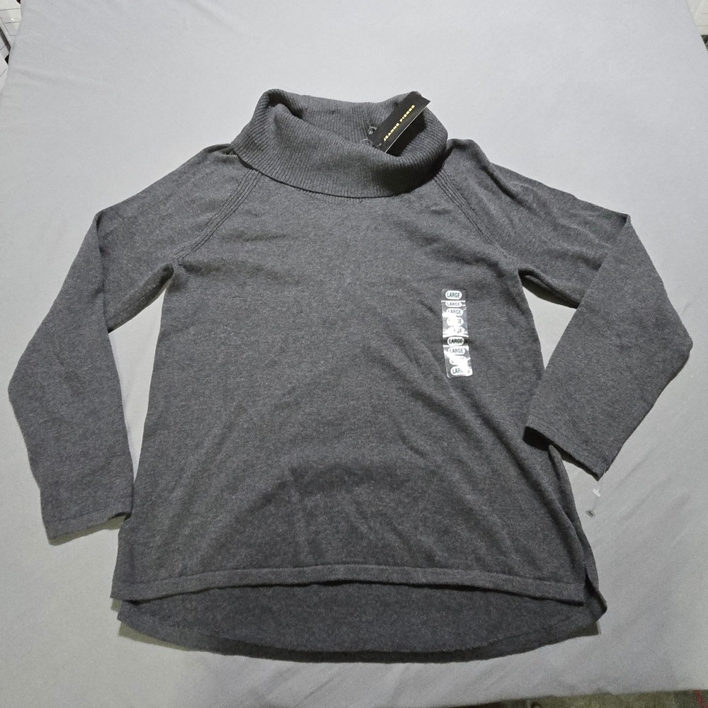 New Jeanne Pierre Cowl Neck Sweater Women Large Charcoal Heather 5102F19 Cotton